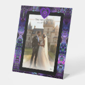 Paarse paraplu & harten.7 reclamebord met voetstuk (Voorkant)