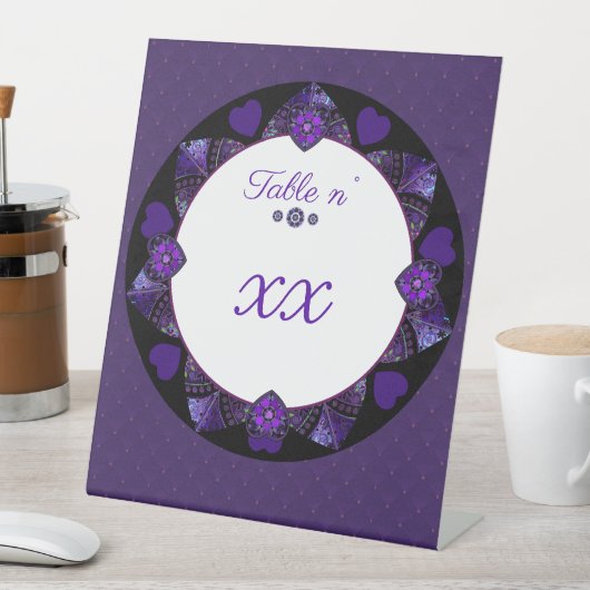 Paarse paraplu & harten .7 reclamebord met voetstuk (Insitu)