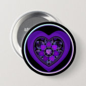 Paarse paraplu & harten .7 ronde button 7,6 cm (Voorkant /achterkant)