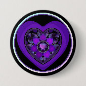 Paarse paraplu & harten .7 ronde button 7,6 cm (Voorkant)