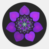 Paarse paraplu & harten.7 ronde sticker (Voorkant)