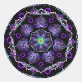 Paarse paraplu & harten .7 ronde sticker