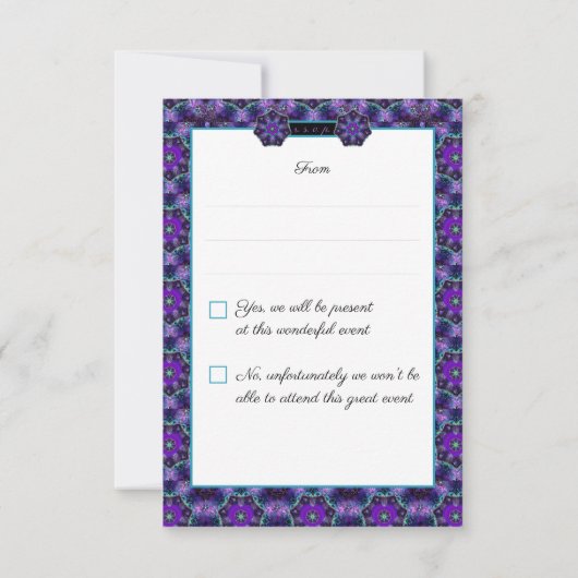 Paarse paraplu & harten .7 RSVP kaartje (Achterkant)