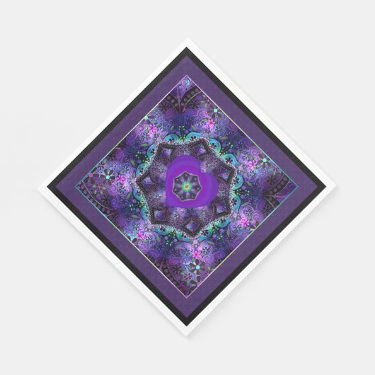 Paarse paraplu & harten .7 servet (Hoek)