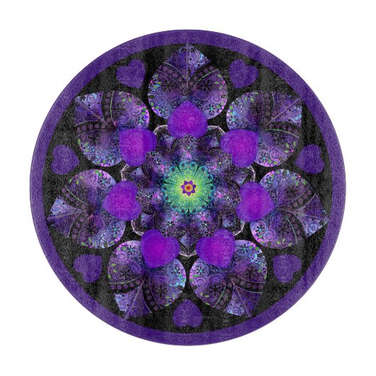 Paarse paraplu & harten .7 snijplank (Voorkant)