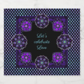 Paarse paraplu & harten .7 sparkling wijnetiket (Enkel label)