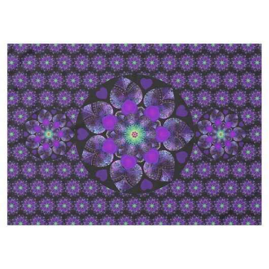 Paarse paraplu & harten .7 tafelkleed (Voorkant (Horizontaal))