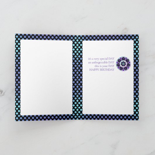 Paarse paraplu & harten .7 verjaardagskaart kaart (Binnen)