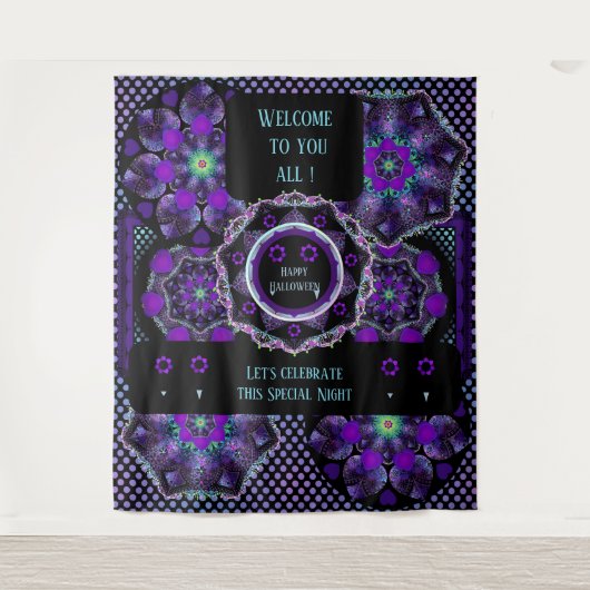 Paarse paraplu & harten .7 wandkleed (Voorkant)