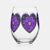 Paarse paraplu & harten .7 wijnglas zonder voet (Voorkant)