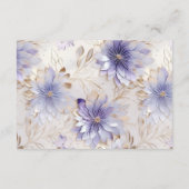 Paarse Parel Goud Bloemen Bruiloft RSVP Informatiekaartje (Achterkant)