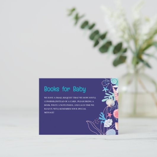 Paarse parel onder het zeeen baby shower Boek Informatiekaartje (Staand voorkant)