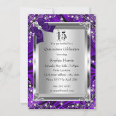 Paarse parelhoen en zijderoute Glamor Quinceanera Kaart (Achterkant)