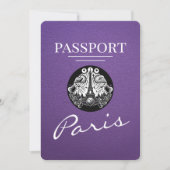 Paarse Parijse paspoort Bewaar de datum Save The Date (Voorkant)