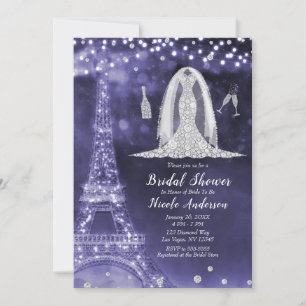 Paarse Paris Nacht Diamanten Jurk Bruidsdouche Kaart