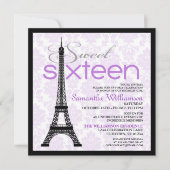 Paarse Paris Sweet 16 Kaart (Voorkant)