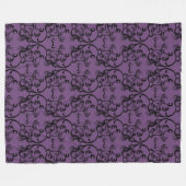 Paarse Parisian Damask Fleece Blanket Deken (Voorkant (Horizontaal))