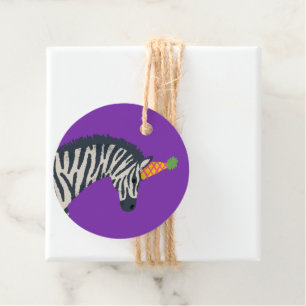 Paarse Party Dier Zebra Verjaardagsfeestje Bedankjes Labels