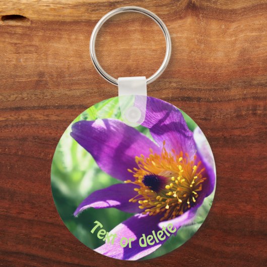 Paarse Pasque Flower Personalized Sleutelhanger (Voorkant)