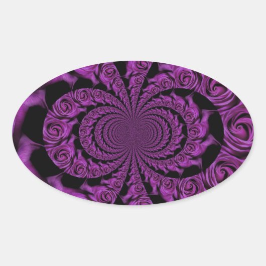 Paarse passie: Rozen van de Royal Romance Ovale Sticker (Voorkant)