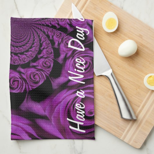 Paarse passie: Rozen van de Royal Romance Theedoek (Quarter Fold)