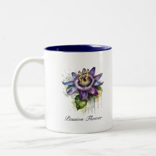 Paarse Passiebloem Botanische Koffie Stijl Tweekleurige Koffiemok