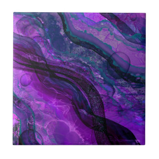 Paarse Passion Alcohol Ink Abstract Design Tegeltje