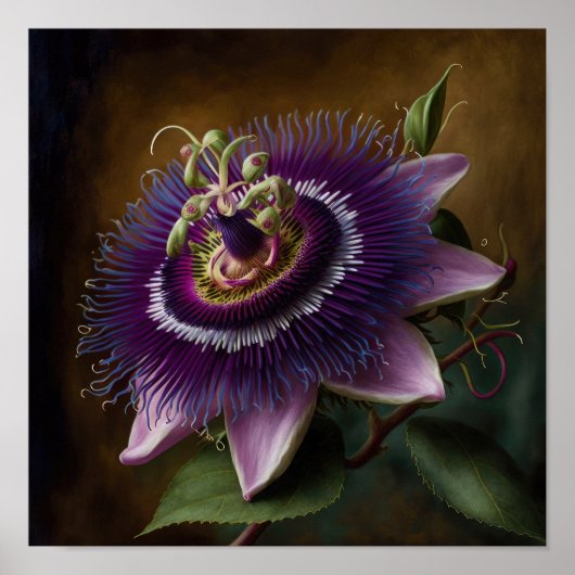 Paarse Passion Flower Art Print Poster (Voorkant)