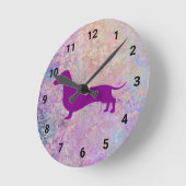 Paarse pasta Marble Dachshund Wall klok (Hoek)