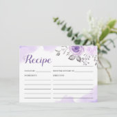 Paarse Pastel Bloem Bruiloft Borrel Recept Kaart (Staand voorkant)