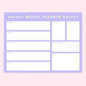 Paarse Pastel Bloem Weekplanner Notitieblok