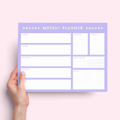 Paarse Pastel Bloem Weekplanner Notitieblok