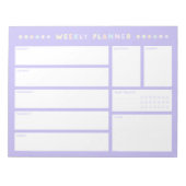 Paarse Pastel Bloem Weekplanner Notitieblok (Voorkant)