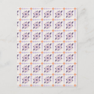 Paarse Pastel Decoratie Tegelpatroon Briefkaart
