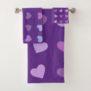 PAARSE PASTEL GECOLOREERDE HARTEN BAD HANDDOEK