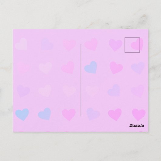PAARSE PASTEL GECOLOREERDE HARTEN BRIEFKAART (Achterkant)
