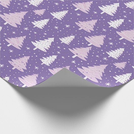 Paarse pastel kerstboom inpakpapier (Hoek)