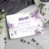 Paarse pastel Modern Floral Boho Wedding RSVP Kaar