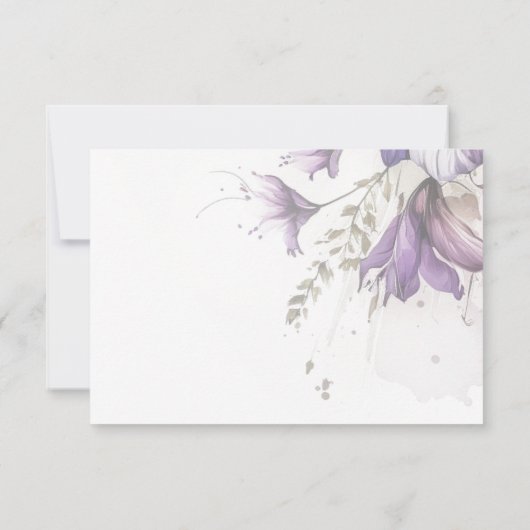 Paarse pastel Modern Floral Boho Wedding RSVP Kaar (Achterkant)