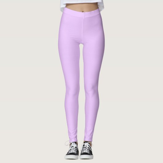 Paarse, pastel paarse effen kleur leggings (Voorkant)