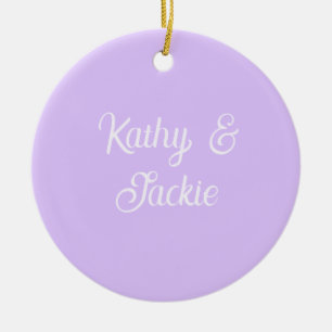 Paarse pastel retro koppel huwelijksnaam stijlvol  keramisch ornament