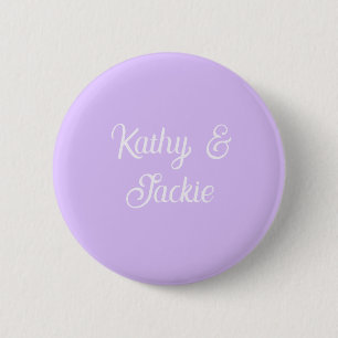 Paarse pastel retro koppel huwelijksnaam stijlvol  ronde button 5,7 cm