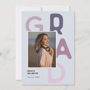 Paarse Pastel Typografie Foto 2022 Afstuderen Aankondiging
