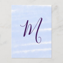 Paarse pastel waterverf monogram naam letterretro