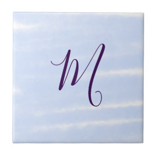 Paarse pastelkleur watercolor monogram naam letter tegeltje