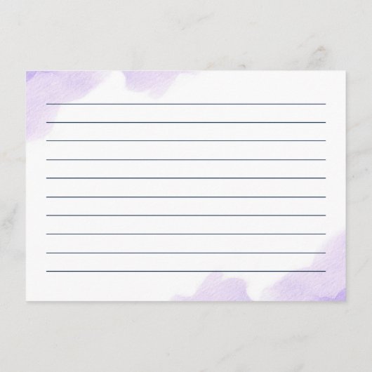 Paarse Pastelkleurige Bloemige Bruidsdouche Recept Informatiekaartje (Achterkant)