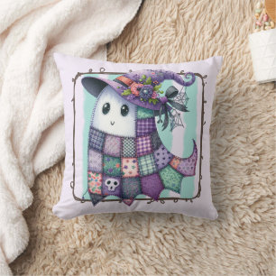 Paarse Patchwork Ghost Halloween - Spooky Decor Kussen