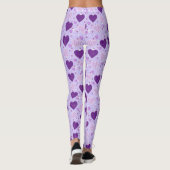 Paarse patchwork harten leggings (Achterkant)