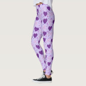 Paarse patchwork harten leggings (Links)
