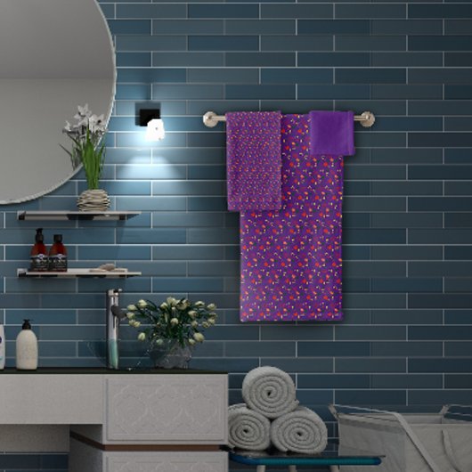 Paarse Patroon mini wilde bloem Bad Handdoek